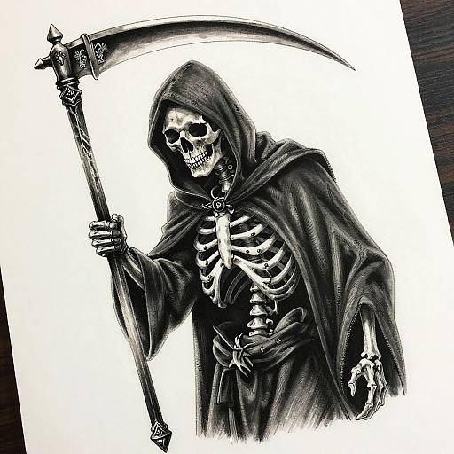 Realistic Grim Reaper Tattoo Design