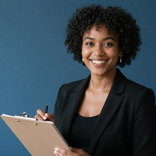 Smiling Professional Woman with Clipboard