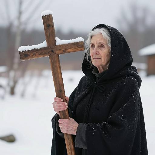 Serene Elder in Snowy Cloak