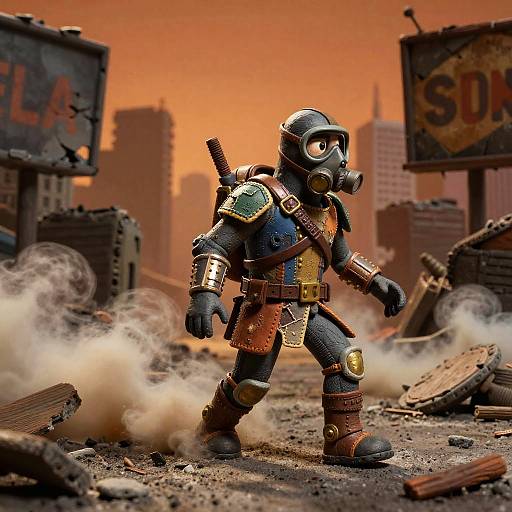 Post-Apocalyptic Crow Wanderer Claymation