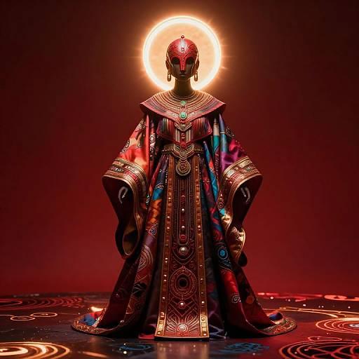 Afrofuturistic Divine Figure in Robe