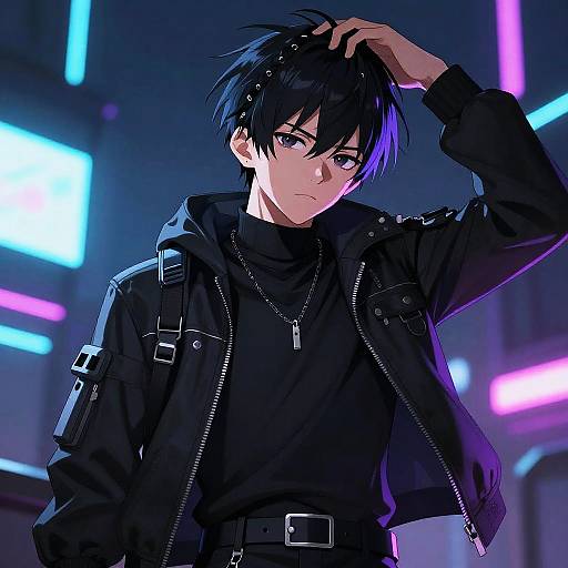 Futuristic Anime Boy with Dreads