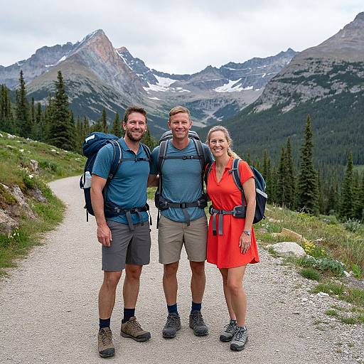 Hikers Celebrating Rocky Mountain Trek
