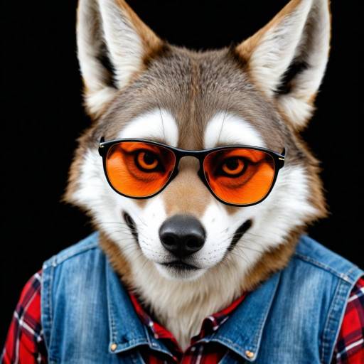 Stylish Wolf Portrait on Black Background Stylish Wolf Portrait on Black Background
