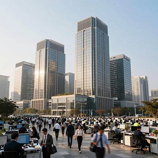 High-tech Architecture with Human Crowds