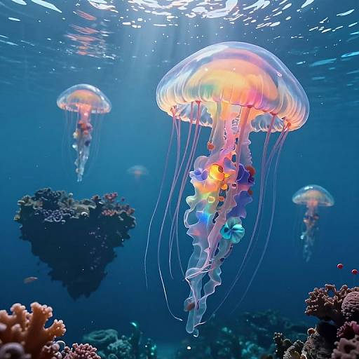 Giant Jellyfish Islands in Sky-Ocean