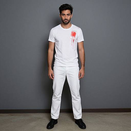 Realistic Photo of Casual Male with Blood