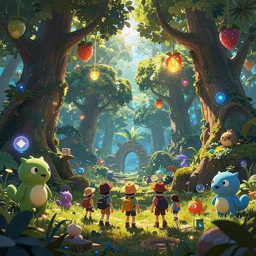 Enchanted Forest with Mystical Fruits