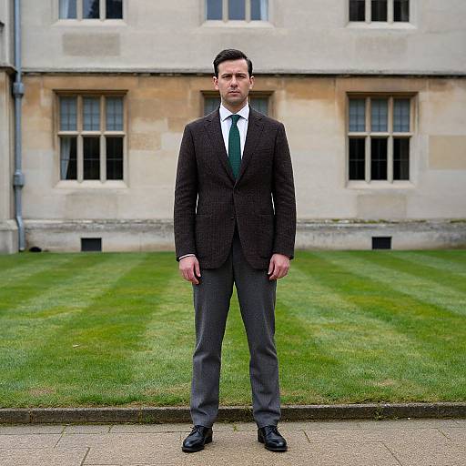 Serious Man in Blazer Standing by Historic Building