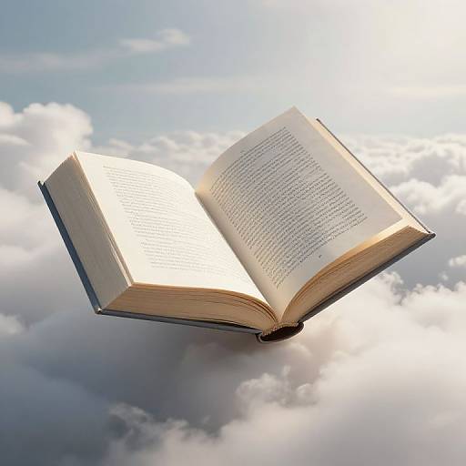 Floating Book in Ethereal Clouds