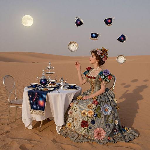 Surreal Victorian Tea Party in Desert