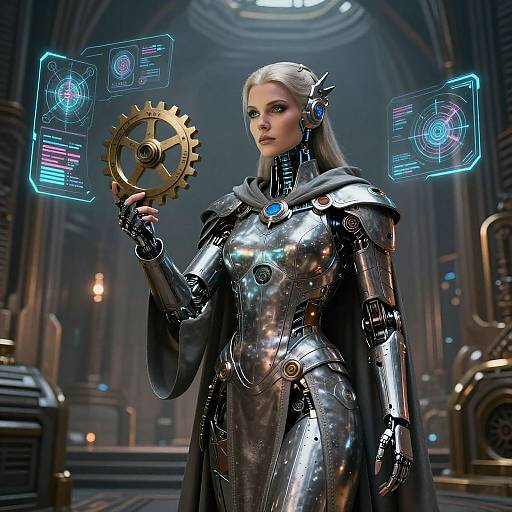 Female Techpriest in Cybernetic Temple