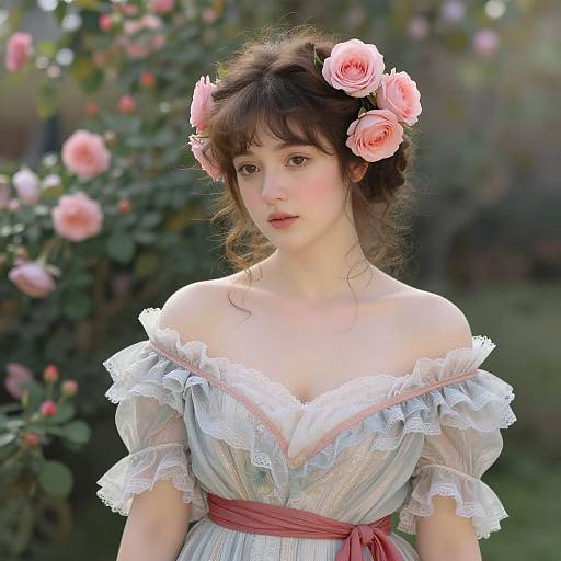 Impressionist Woman with Roses