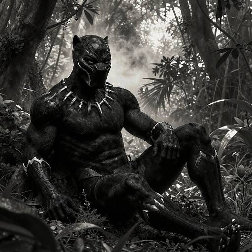 Sleek Black Panther in Jungle Shadows