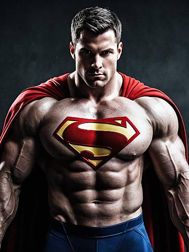 Muscular Man in Superman Costume