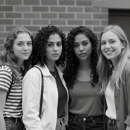 Young Women Posing in Black-and-White