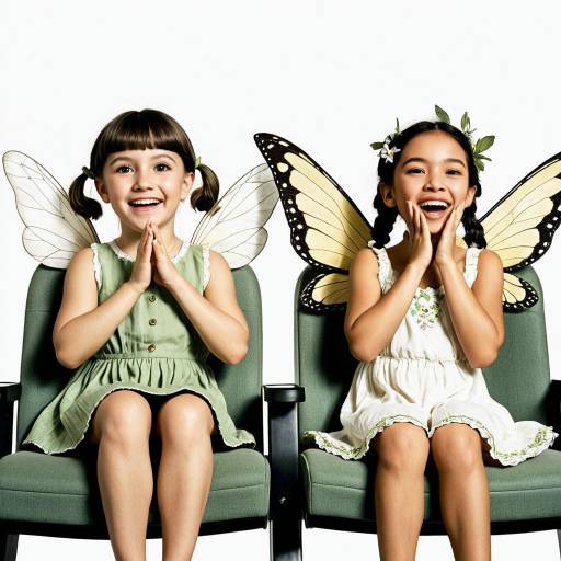 Two Fairy Girls Sitting and Laughing
