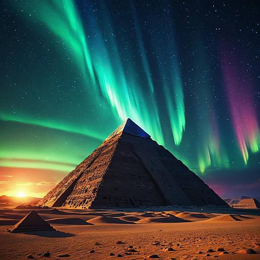Ancient Egyptian Pyramid with Aurora Borealis