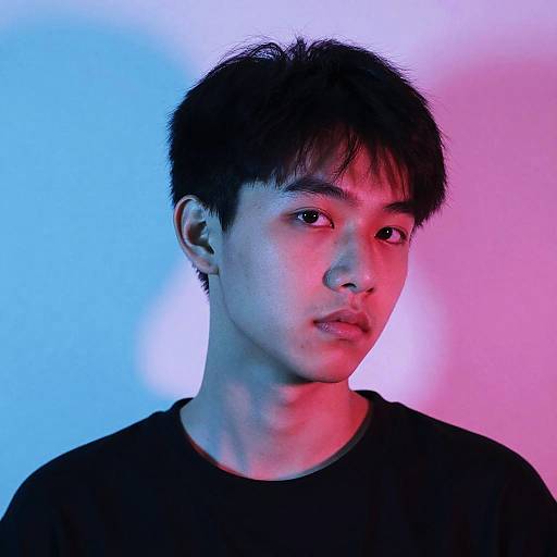 Thoughtful Young Man in Abstract Colors