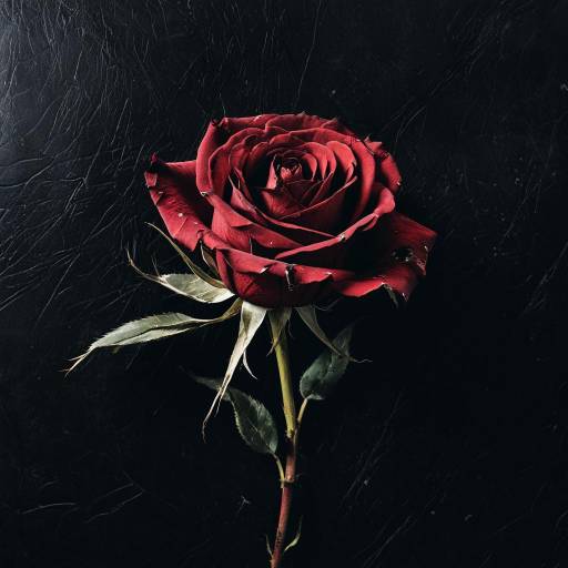 Wilted Red Rose on Black Leather