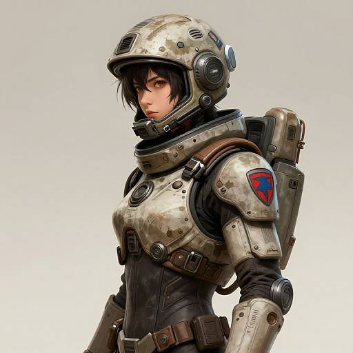 Futuristic Tank Girl in Space Suit