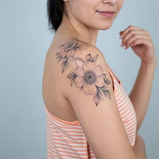 Portrait of Woman with Floral Tattoo