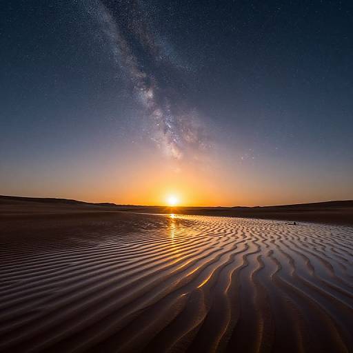 Liquid Sand Reflecting Milky Way Sunset