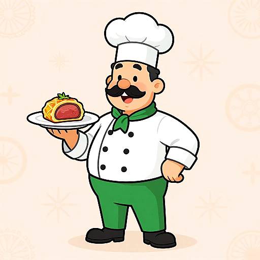 Cartoon Chef Holding Beef Wellington