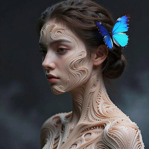 Ultra-Realistic Portrait with Blue Butterfly