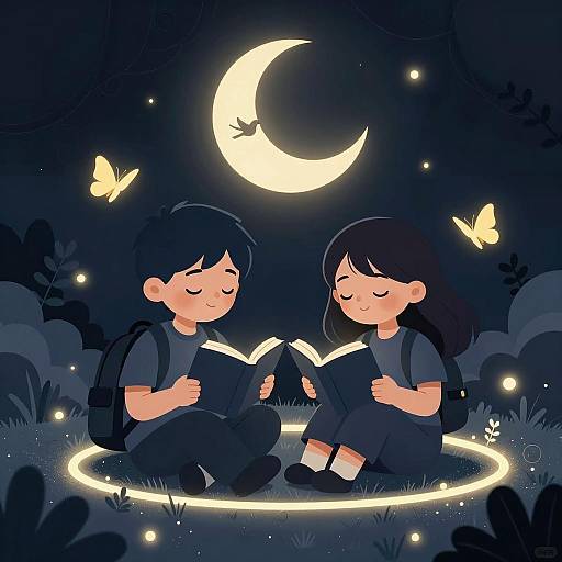 Dreamy Reading Journey Under Moonlight