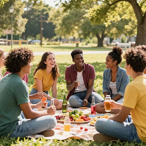 Joyful Multicultural Picnic in Park