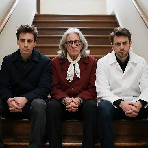 Three Men on a Staircase Portrait