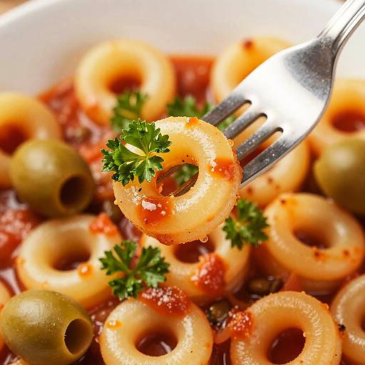 Close-Up Spiral Pasta with Sauce