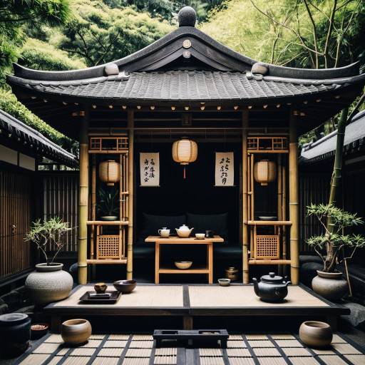 Zen-Style Japanese Teahouse Exterior Shot