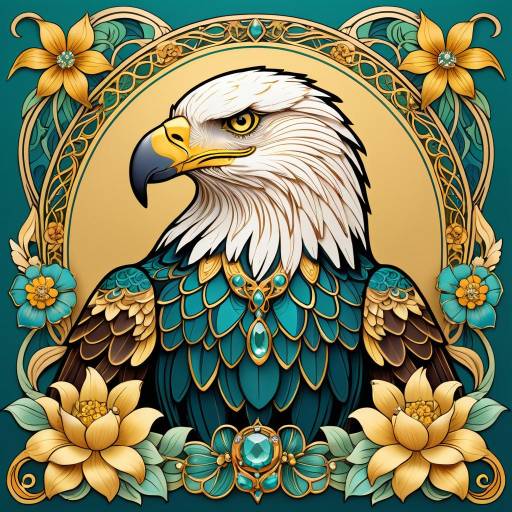 Elegant Eagle in Blooming Art Nouveau