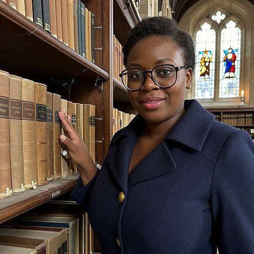 Archivist Woman in Historic University Library