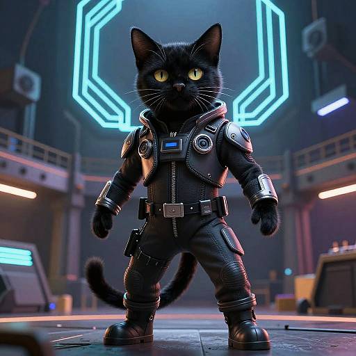 Futuristic Black Cat Pilot Arena