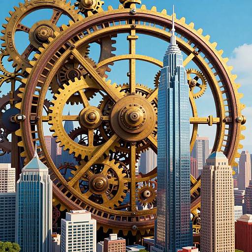 Surreal Clockwork Cityscape Fusion