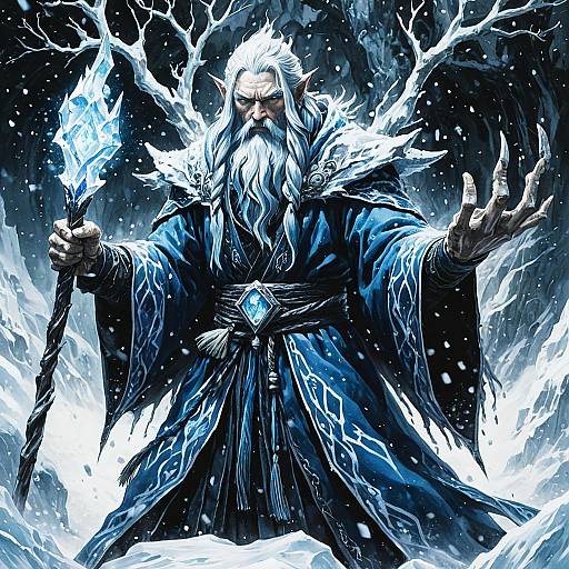 Icy Elemental Sorcerer in Amano Style