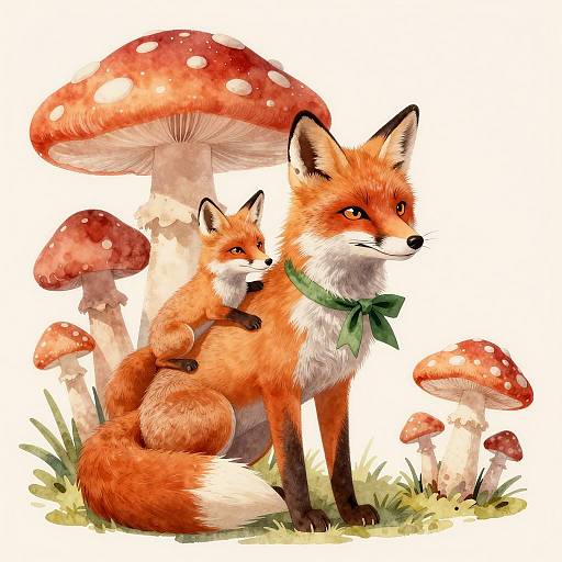 Charming Watercolor Foxes in Snow