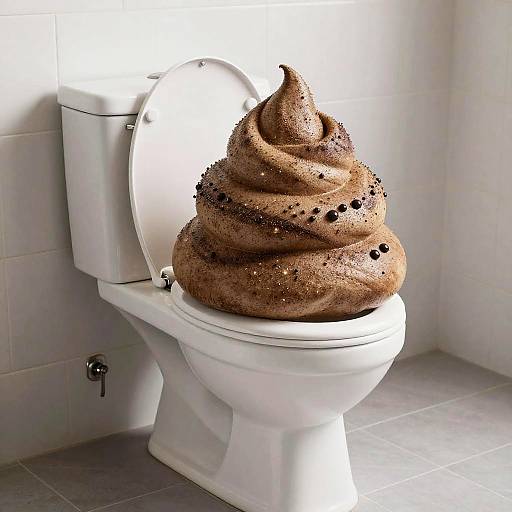 Oversized Comical Poop in Toilet