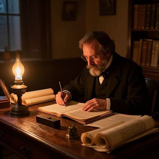 Vintage Scholar's Study at Dusk