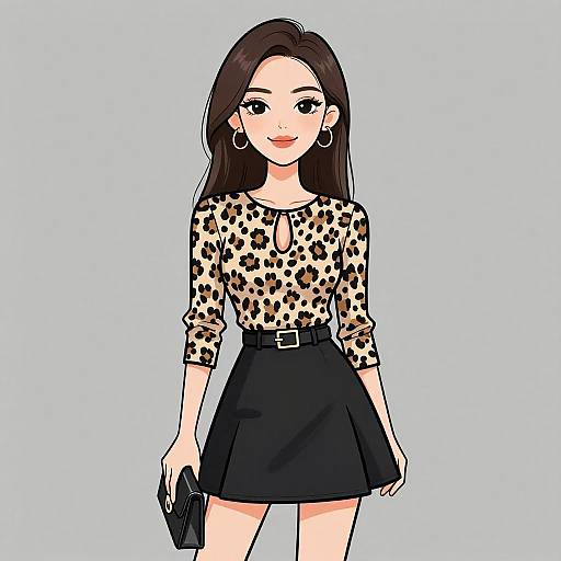 Trendy Smiling Woman in Leopard Print