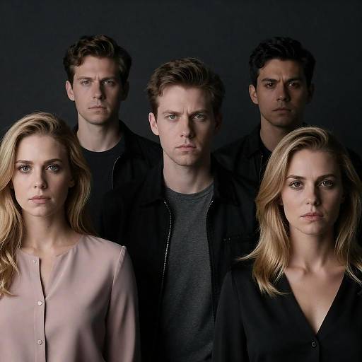 Serious Group Portrait on Dark Background