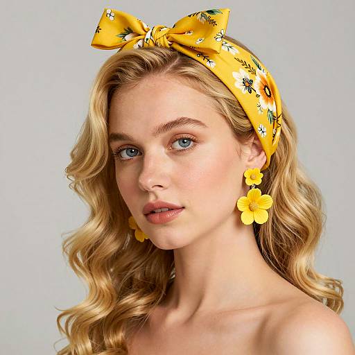 Chic Portrait of a Woman with Floral Accents