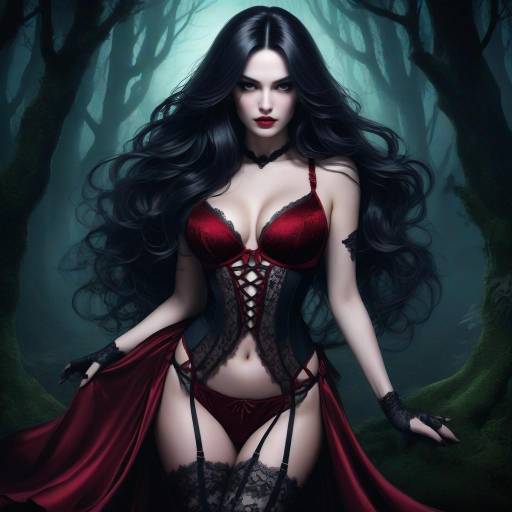 Gothic Femme Fatale in Enchanted Forest