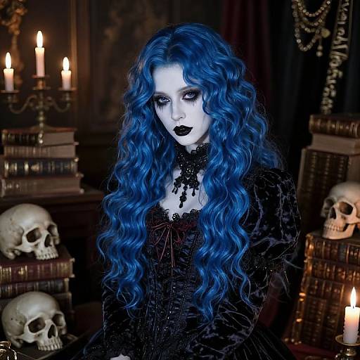 Victorian Gothic Beauty with Blue Hair