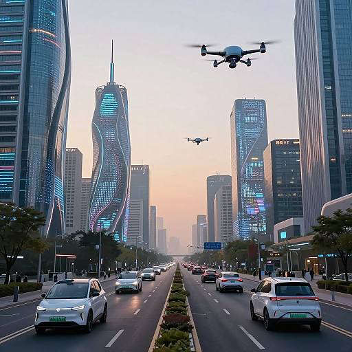 Futuristic AI Cityscape at Dawn