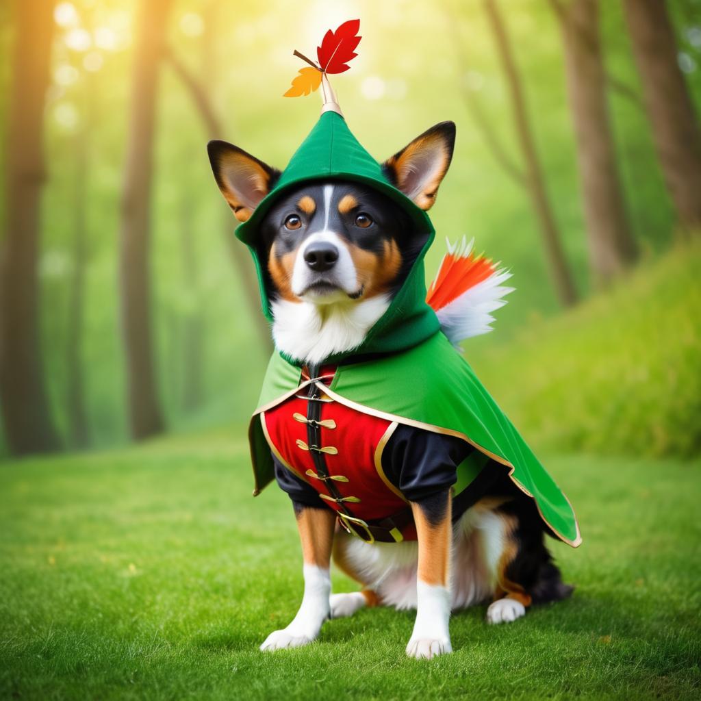 Whimsical Dog as Robin Hood Portrait