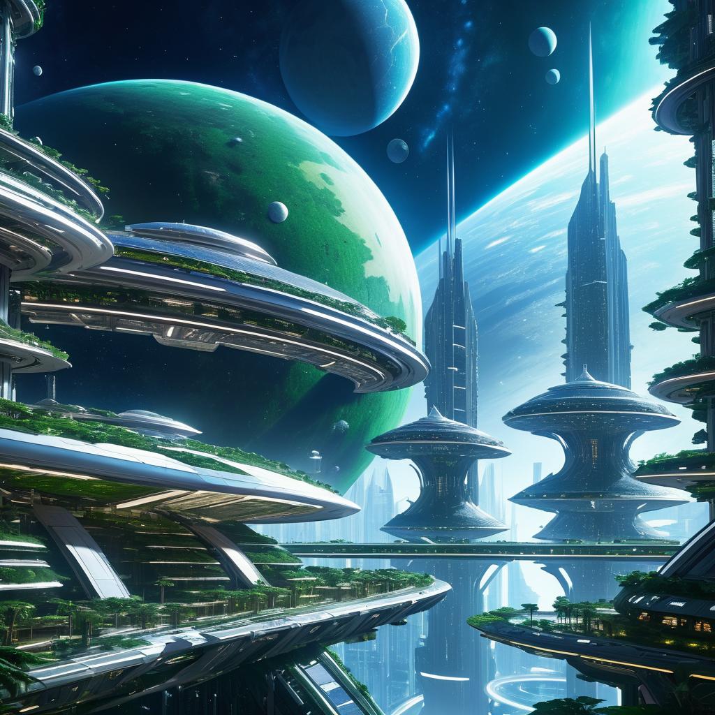 Futuristic Space Station and Urban Landscape